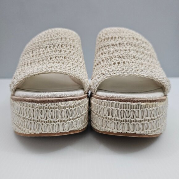 NEW Dolce Vita Ladin Wedge Womens 10 Ivory Cream Woven Heels Platform Sandal - Picture 7 of 13